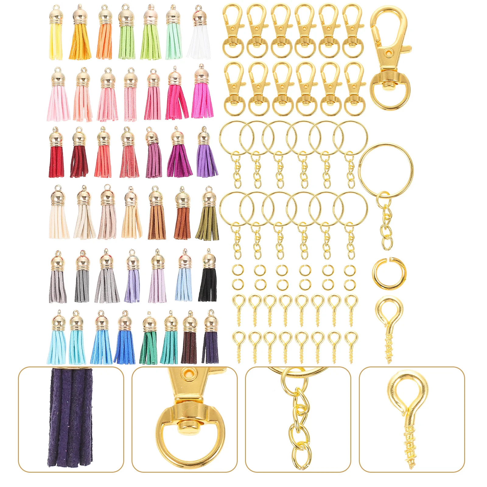 1 مجموعة 1 مجموعة مشبك سلاسل المفاتيح Diy بها بنفسك شرابة قلادة المواد الحرفية حلقة رئيسية الديكور حقيبة حلية الاكسسوارات اليدوية #1