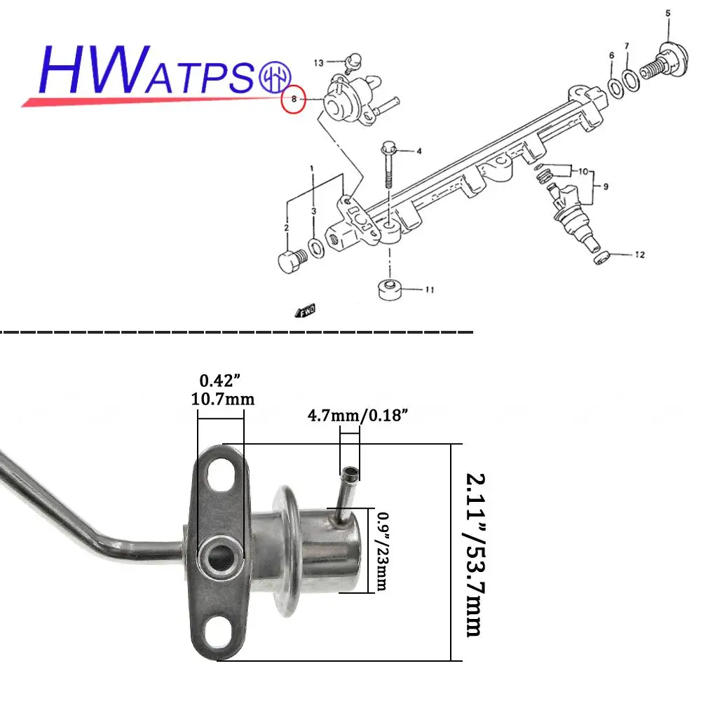 For Chevrolet Tracker Suzuki Swift Sidekick X-90 Geo Tracker 1.3L 1.6L 92-98 OEM: 15160-58B00 Fuel Pressure Regulator PR4067