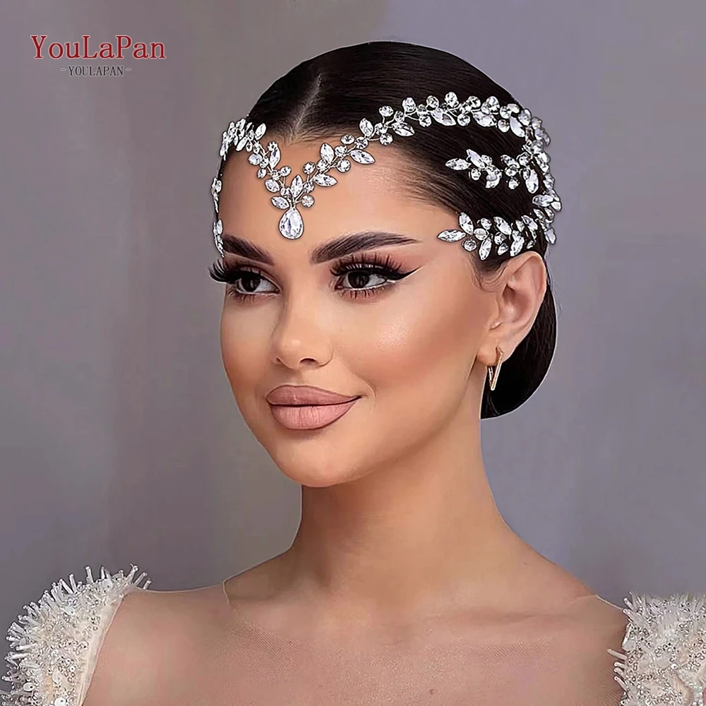 TOPQUEEN Colorful Headwear Bridal Rhinestone Headband Wedding Luxury Headpiece Woman Water Drop Hair Band Hair Jewelry HP599 image 2