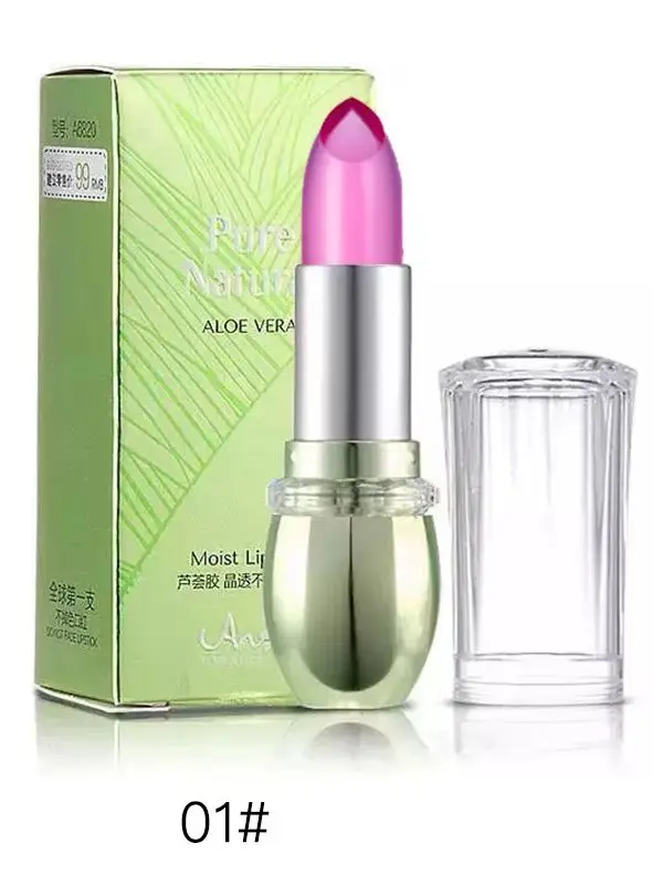 Aloe Vera Lipstick Waterproof Long Lasting Moisturizing Jelly Lip Balm Care Protection Makeup Color Changing Lipstick T0832