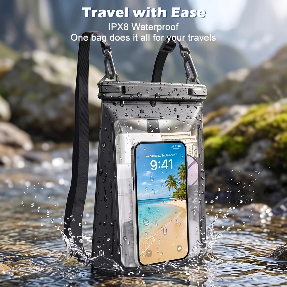 HAISSKY Schwimmtaschen mit großem Fassungsvermögen für iPhone 18 17 16 15 Pro Max, Luftschifffahren, Surfen, Driften, Aufbewahrungstasche für Telefon, Karten, Schlüssel