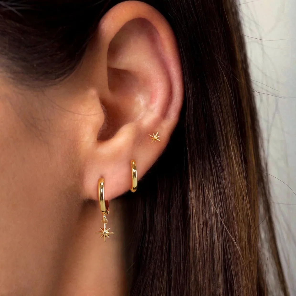 3pcs/set Classic Small Round Circle Huggies Earrings for Women Vintage Octet Star Zircons Stud Earring Stacks Party Jewelry Gift