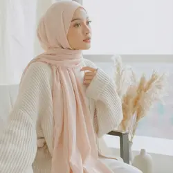 Solid Cotton Bamboo Hijab Scarfs Ramadan Muslim Women Tassel Solid Crinkle Turban Femme Stitching Woman's Hijabs Wraps Choice