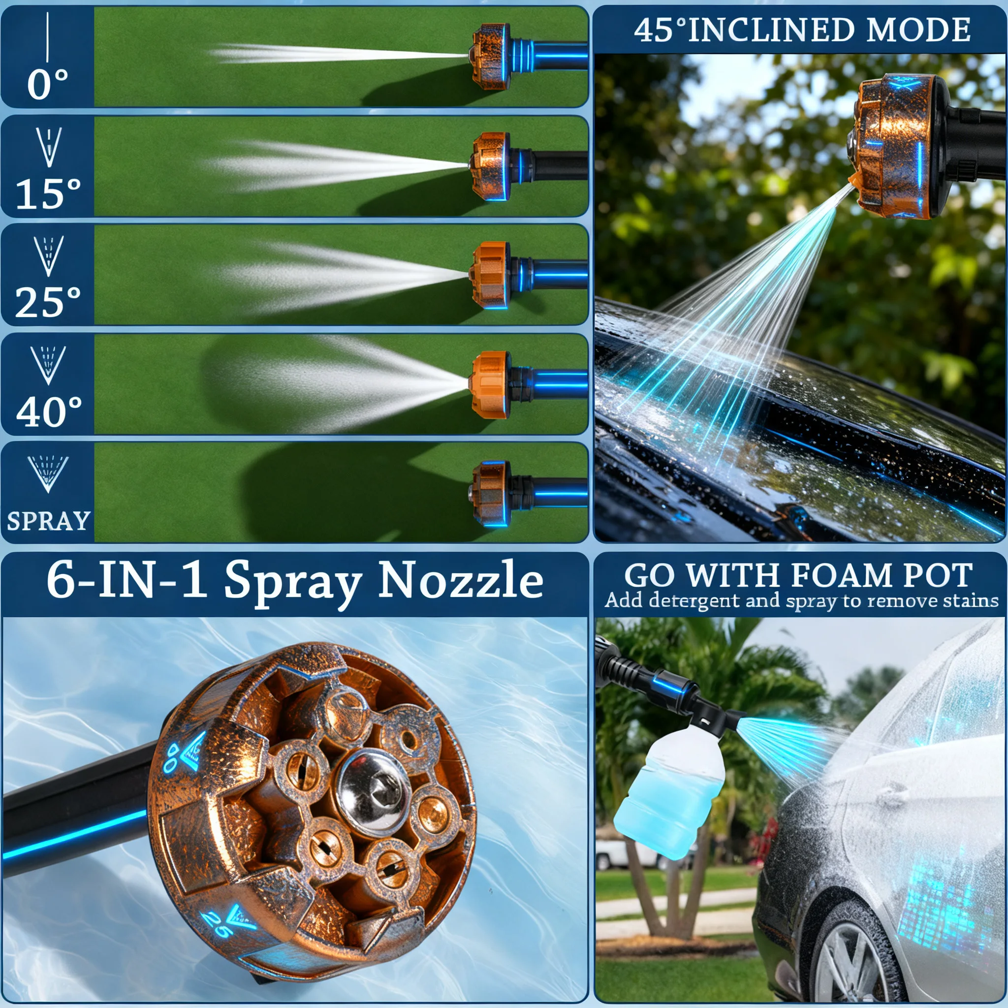 Power Blaster Plus غسالة الضغط اللاسلكية المحمولة الكهربائية ارتفاع ضغط مدفع رذاذ الماء وخرطوم أداة تنظيف غسالة السيارات #5