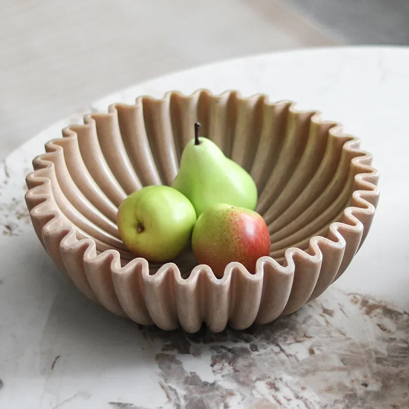 Creative Wave Wrinkled Solid Color Resin Fruit Tray, Modern Art, Snack Tray, Desktop Decoration Jewelry Tray, Home Storage Tray