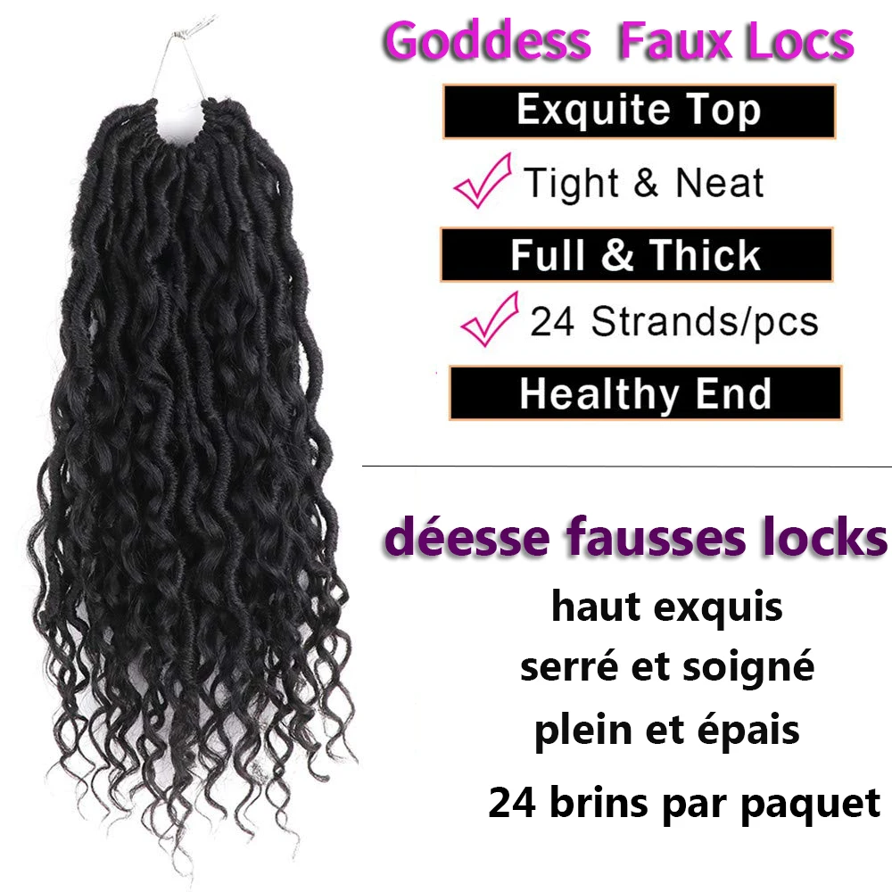 SOKU Goddess River Locs Crochet Hair Curly Faux Locs Pre-Looped Synthetic Braids Extension Black Dreadlocks Braid Hair for Women