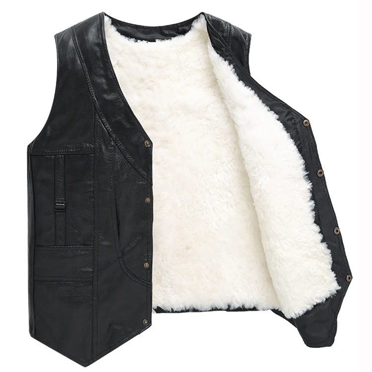 Winter jacket Men genuine sheepskin leather vest spring and summer vest fur male leather inter men coat clothing biker vest