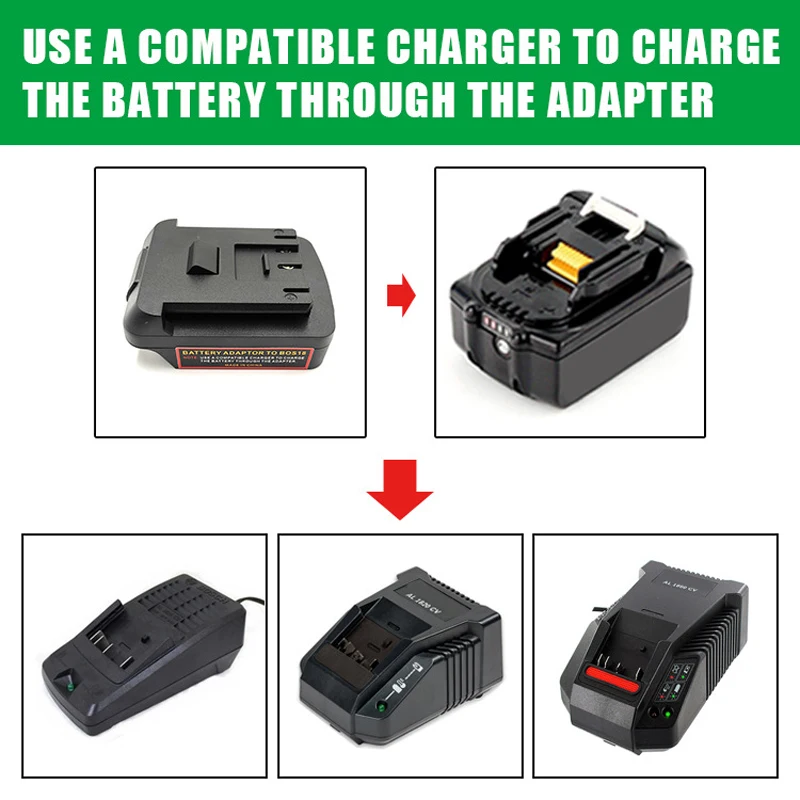 for Makita BL Series 18V Li-ion Battery Convert to for Bosch 18V Li-ion Battery Adapter Converter with Charging Function