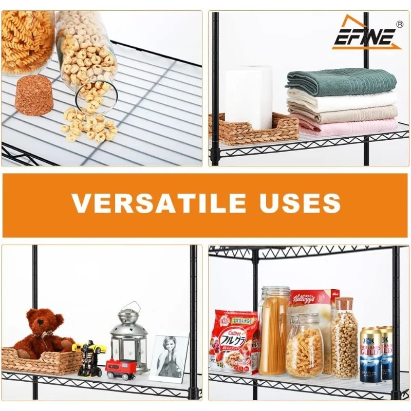 EFINE 2-Pack 5-Shelf Shelving Unit with 5-Shelf Liners, NSF Certified, Adjustable, Steel Organizer Wire Rack