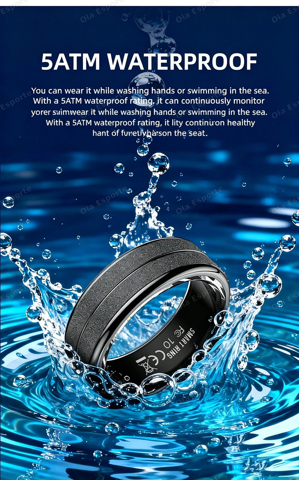5ATM Waterproof Smart Ring for Health Monitoring description 12
