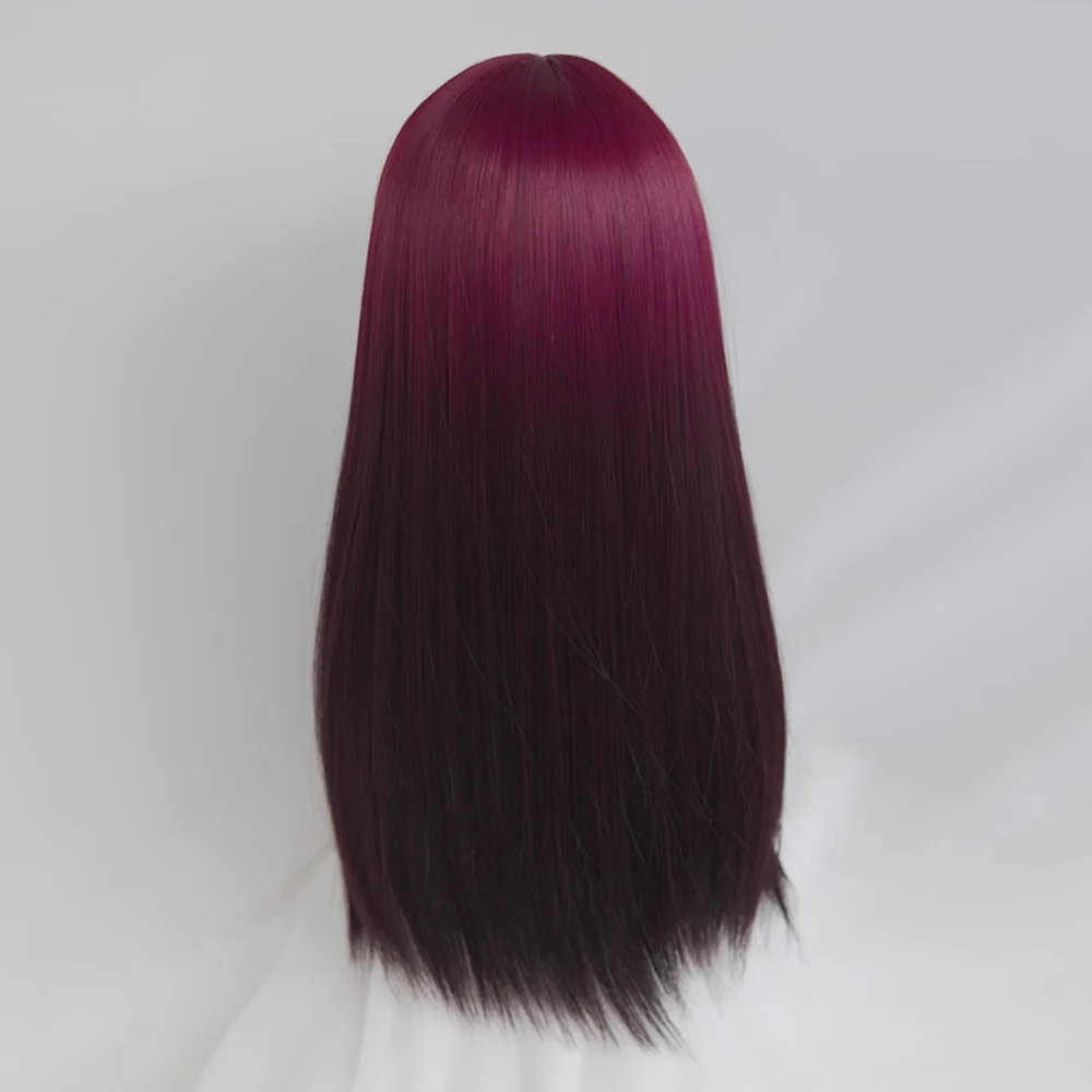 VICWIG Long Straight Ombre Red Gradient Wigs with Bangs Synthetic Women Lolita Cosplay Hair Wig for Daily Party