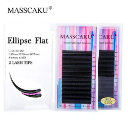 New All Styles Flat Ellipse Eyelashes Extensions split tips ellipse shaped natural light false ellipse eyelashes