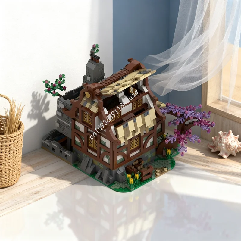 1799개 MOC 중세 농가 성 모델 블록 장난감 건축 크리스마스 선물 조립 DIY 창의적 아이디어 브릭