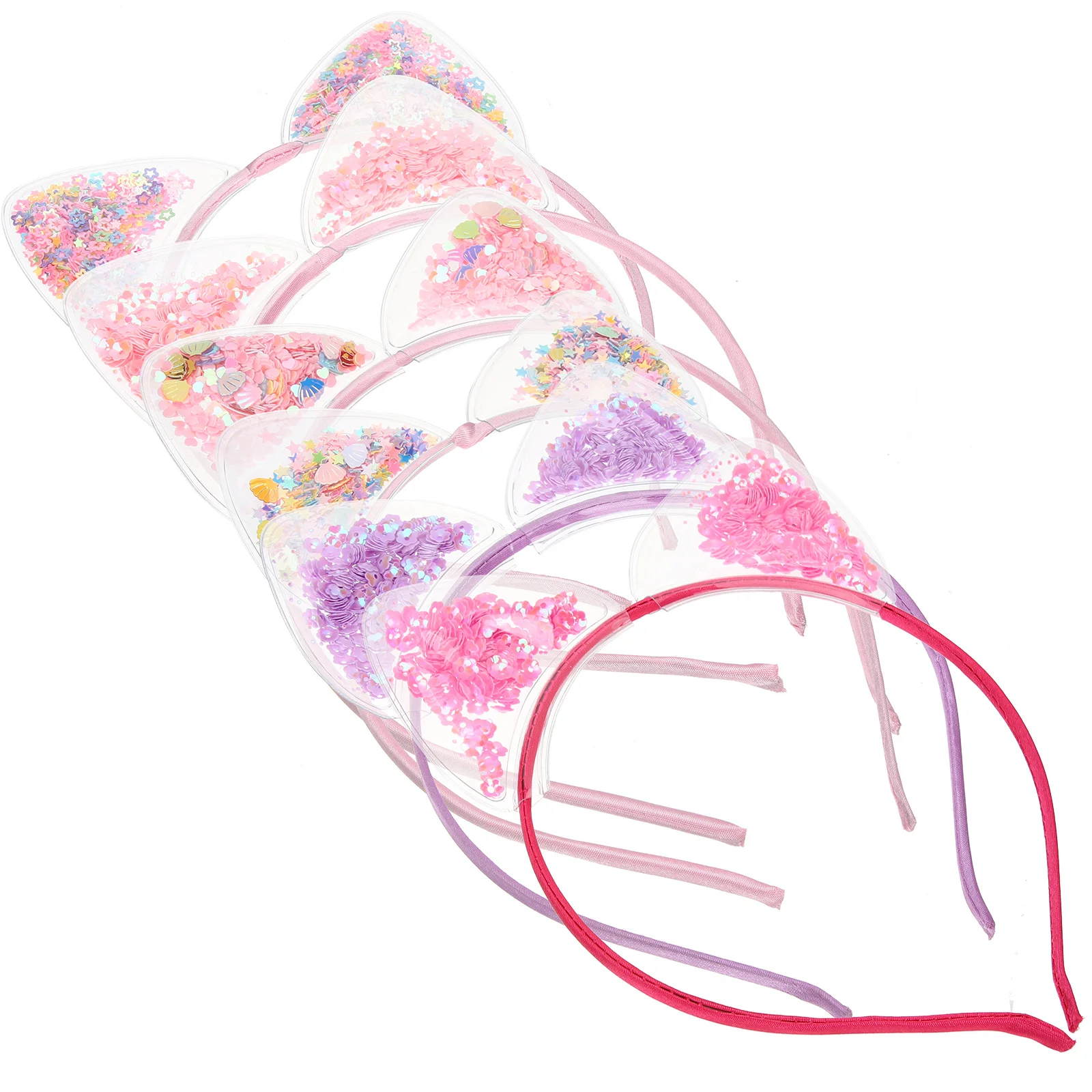 

6Pcs Cat Ear Headbands Quicksand Sequin Cute Hairband for Kids Girls Party Cosplay Hair Accessories Cat Ear Headband