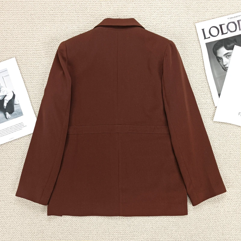 Silk-like Blazers Set Autumn Collection Fashion Light Luxury Office Wear Solid Waist-tied Suit for Women Trousers Drawstring