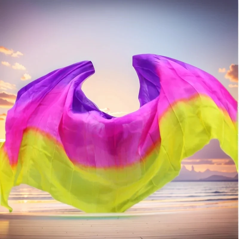 Silk Shawl For Belly Dancing Shawls Belly Dance Silk Veil Scarves Face Customized Hand Thrown Silk Scarf Gradient 200cm 250cm