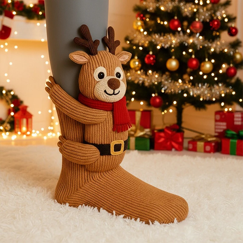 Kerstsok Kerstman Sokken Gebreide Dierensokken 3D Rendier Kerstboom Kawaii Leuke Kerst Thema Feestcadeau Outfits