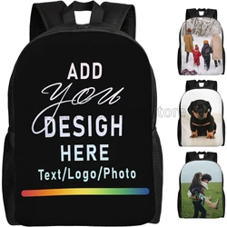 Benutzer definierte Rucksack personal isierte Laptop-Rucksack für Frauen Männer angepasste lässige Tages rucksack fügen Sie Ihr Logo Bild Foto Bild Text Name