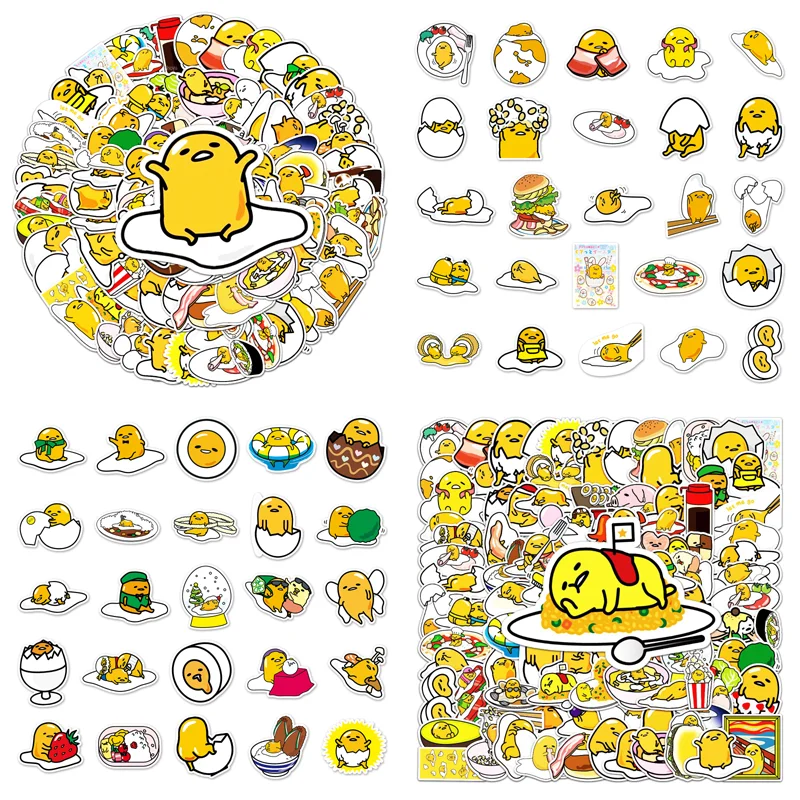 100Pcs Gudetama Stickers Cartoon DIY Graffiti Sticker Decoration Skateboard Laptop Notebook Luggage Waterproof Decal Toys