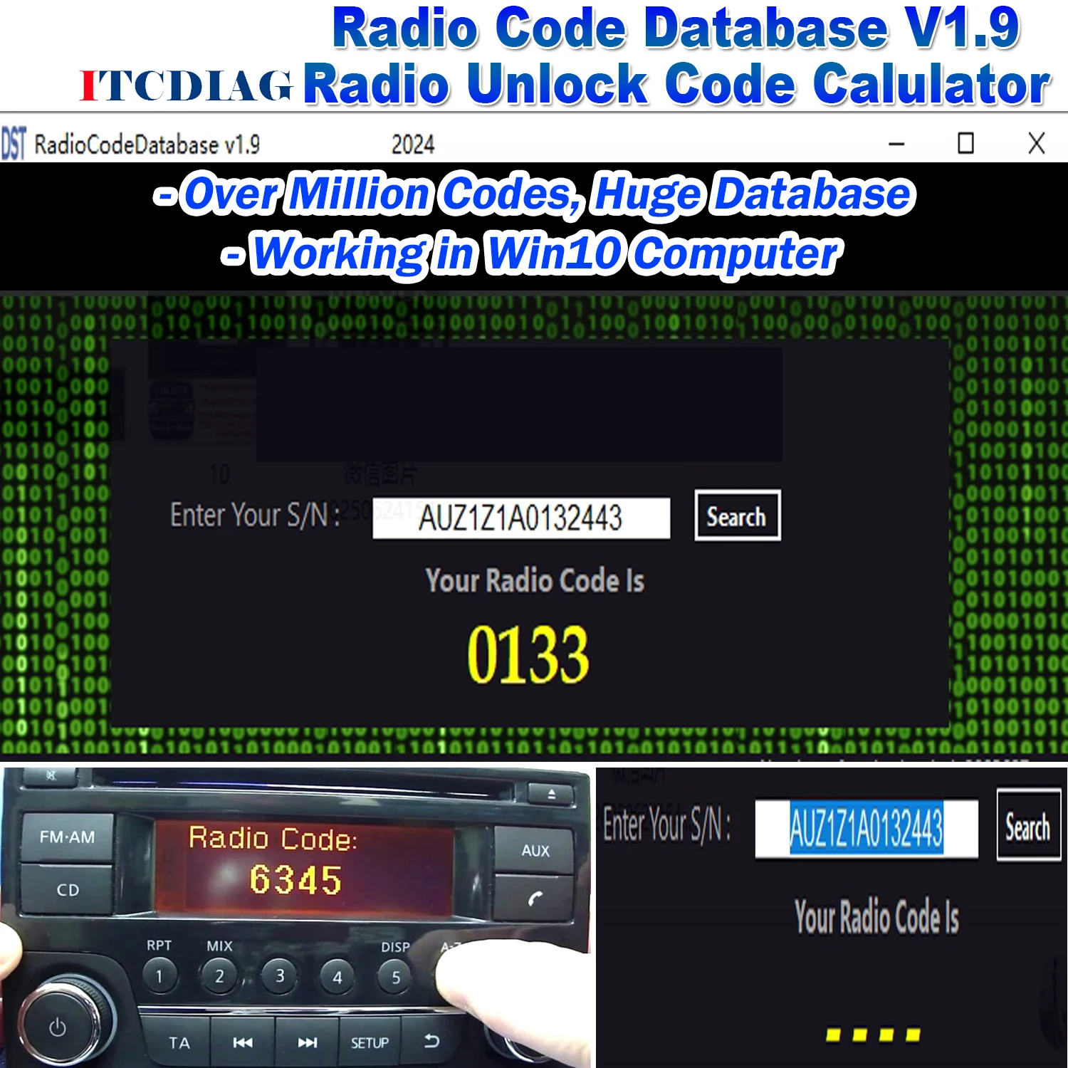 Radio Unlock Code Calulator for Radio Code Database V1.9 Software for PSA for Fiat for Audi for Toyota for Ford Many Car Brand