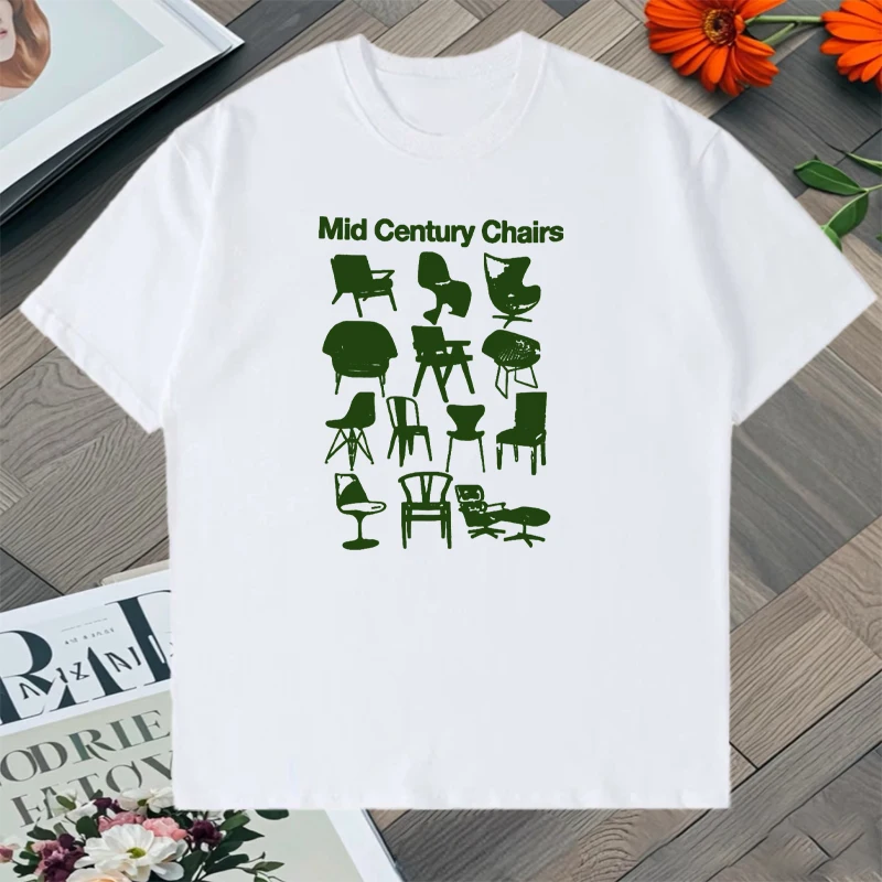 

Trend Hip Hop Style Chair Printed Cotton Oversized O-Neck t-shirt Men Women Fashion short sleeve t-shirt Casual Unisex Tee shirt