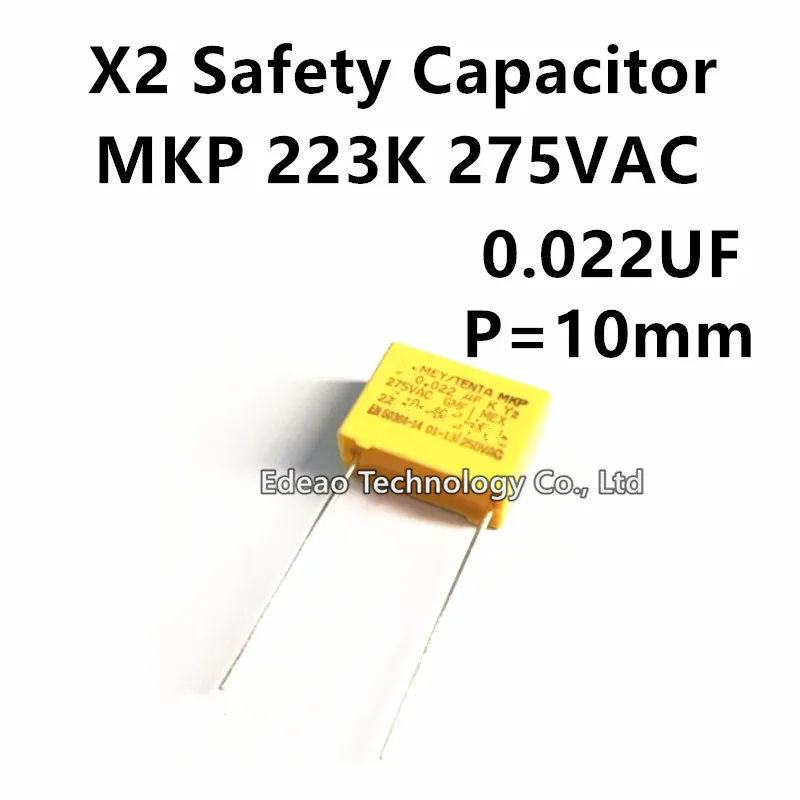 10-20PCS/LOt NEW X2 Safety capacitor 223K 275VAC MPX MKP 0.022UF 275V 10% X2 275V223K Pitch10mm Polyester Film Capacitors