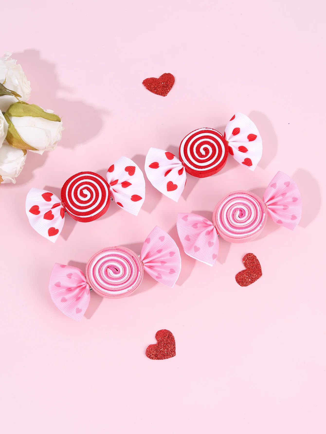 1 Paar Tages-Haarspangen für Kinder: Süße Herz-Schmetterlings-Haarspange mit Schleife – Niedliches Haar-Accessoire – Detail 3