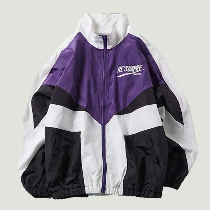 

Oversized Men's Patchwork Baseball Jackets Spring Autumn Harajuku Letter Printed Casual Thin Zipper College Style Couples Coats