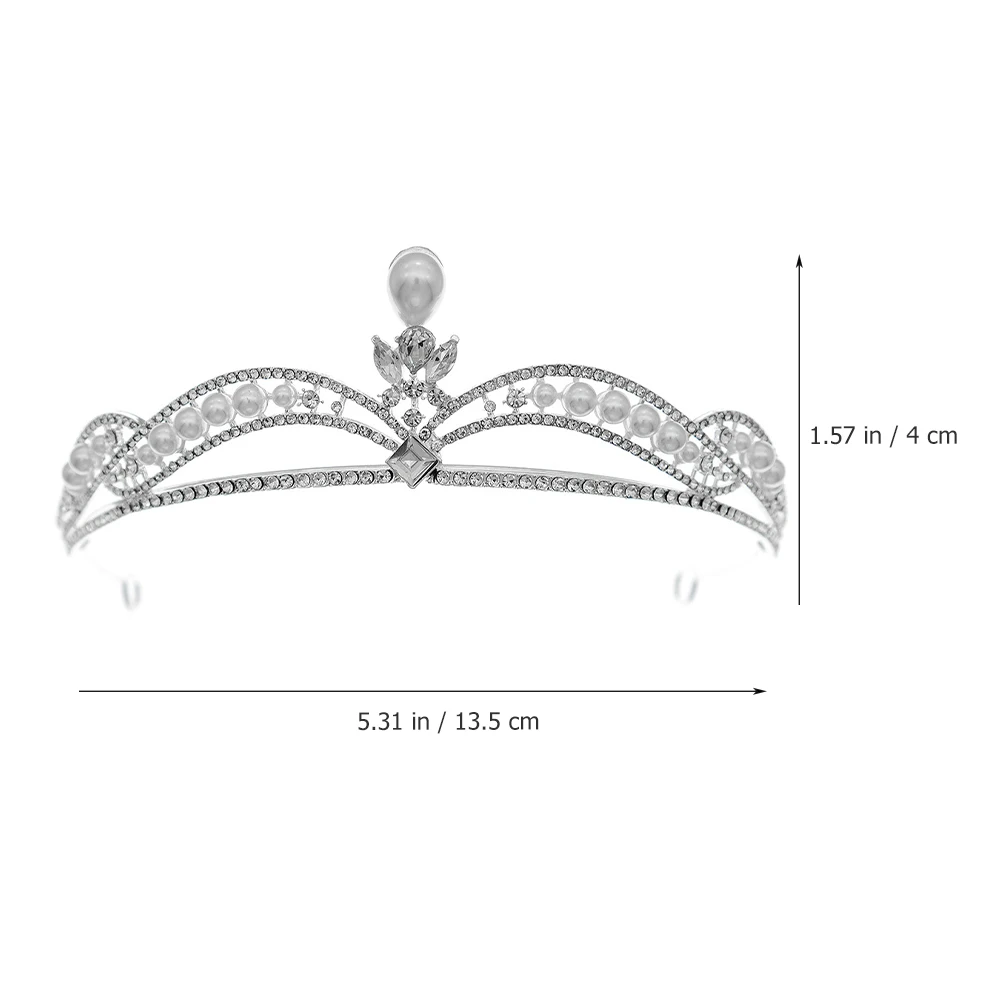 

Pearl Crown Wedding for Bride Hair Accessories Girl Rhinestone Ornaments Women Alloy Child