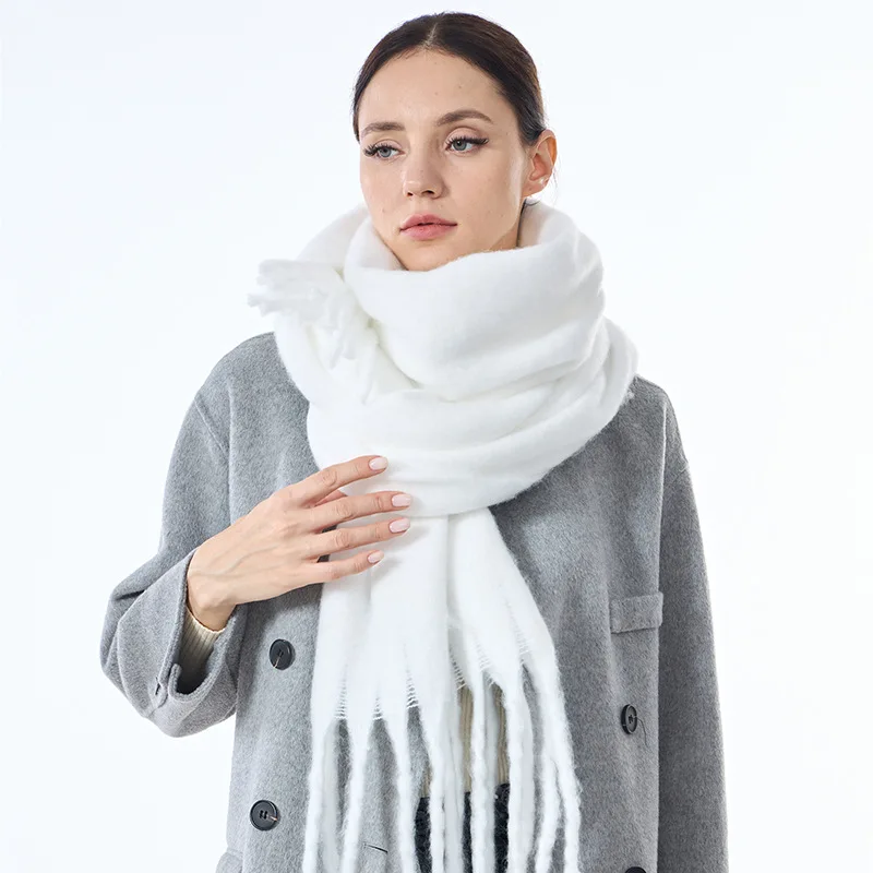 Skin-friendly Soft Scarf Solid-coloured Simple Fashion Warm Scarves Autumn and Winter Versatile Multicoloured Thickened Shawl