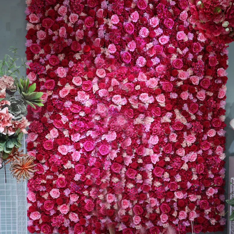 

Pink Silk Rose Flower Wall Artificial Flower For Wedding Decoration BabyShow Party Christmas Home Backdrop Decor Birthday Decor