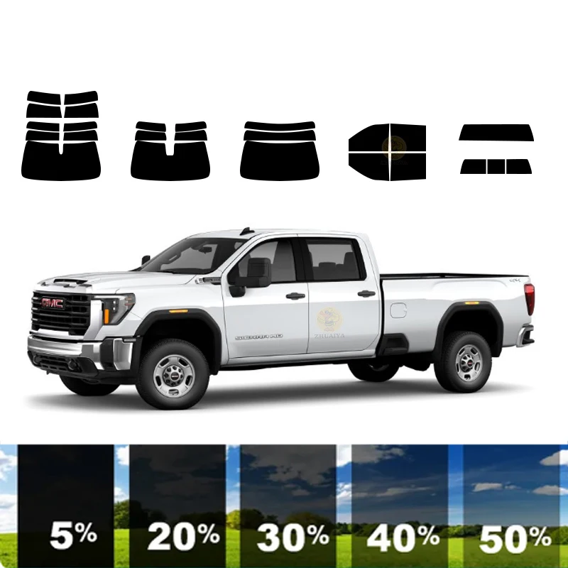 

precut Removable Window Tint Film For Car 100% UVR 5%-35%VLT Heat Insulation Carbon ﻿For GMC SIERRA 2500 4 DR PICKUP 2020-2024