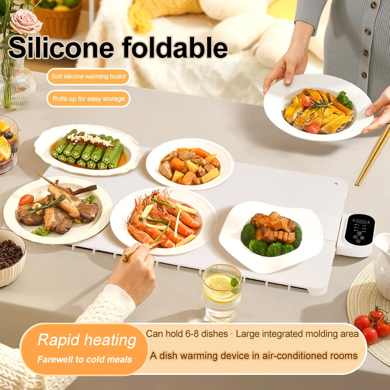 Multifunctional Foldable Food Insulation Board Eu/Uk/Us Plug Winter Food Fast Heating Six Speed Warm Insulation Cutting Board