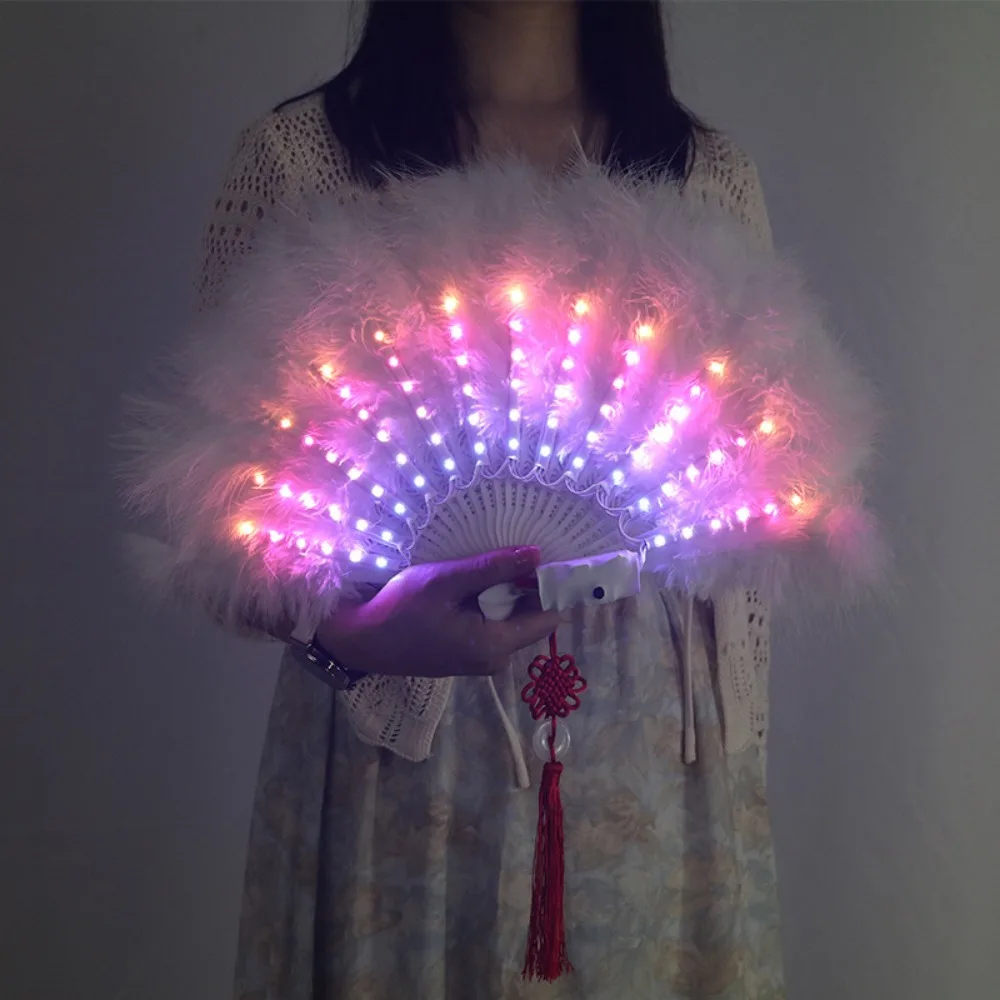 Luminous Folding Fan 1pc Led Play Fan Colorful Hand Held Abanico Led Fans for Dance PerformanNeon Party Decoration DJ Night Club