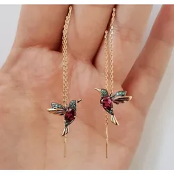 Trend Little Bird Drop Long Hanging Earrings for Women Girl Animal Hummingbird Tassel Earring Jewelry Personality Gift Brincos