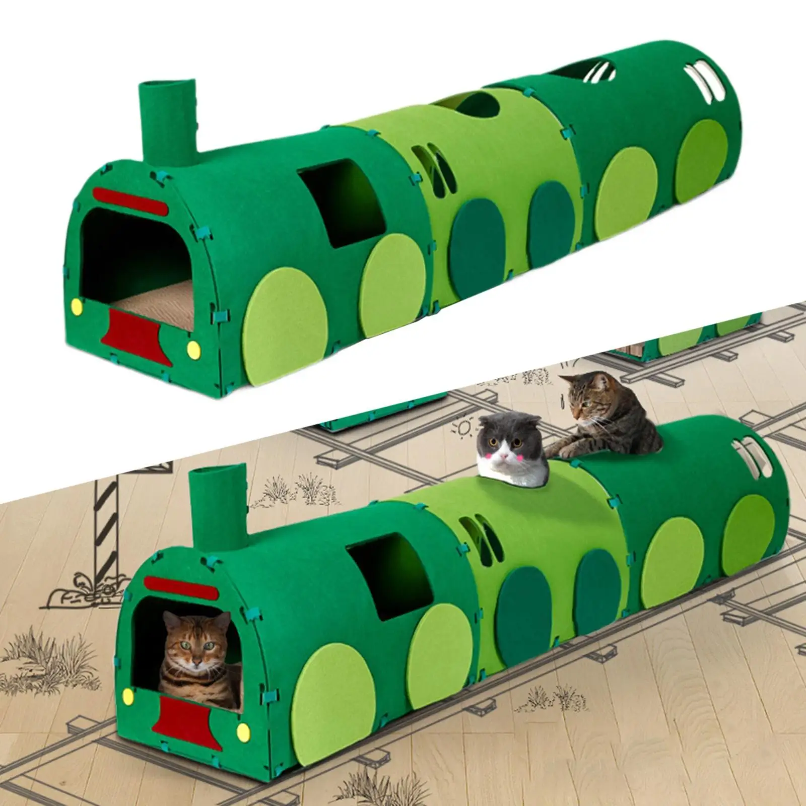 

Cat Tunnel Scratch Resistant Cat Scratching Board with Hole Hideout Pet Tunnel Toy for Kittens Puppy Bunny Small Animals Running