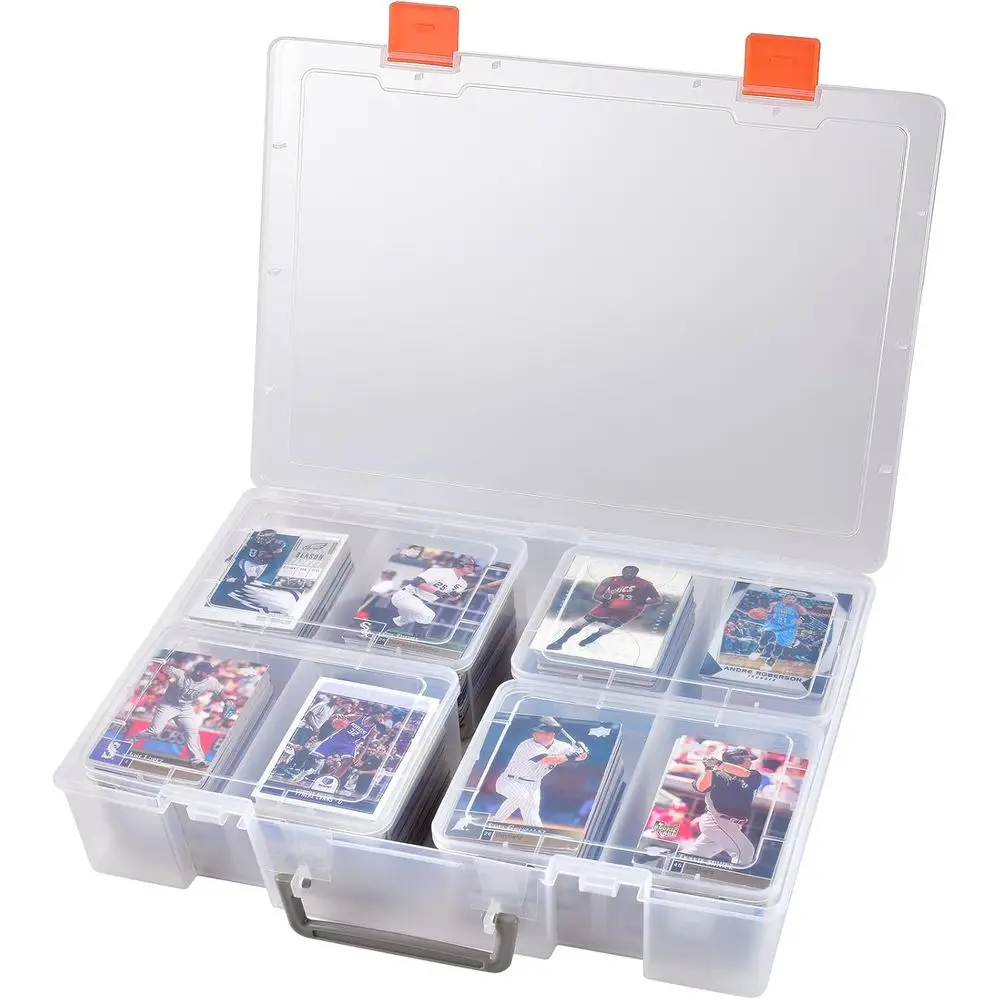 

ALCYON 1600+ Baseball Card Storage Box, Sports Cards Holder Organizer Hard Plastic Display Case Compatible with Baseball/ootball