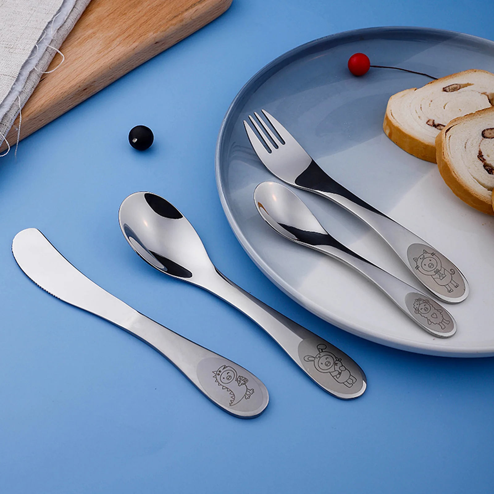 

1 комплект столовых приборов из нержавеющей стали для детей с мультяшным узором, прочный, практичный, отлично подходит для вечеринки, новоселья, фестиваля, наряда на тему