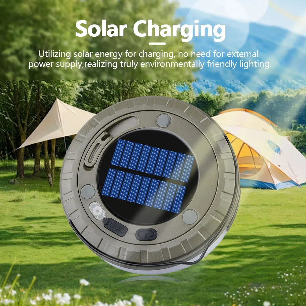 Solar Camping String Lights Rechargeable Camping Light Waterproof Emergency Lamp Atmosphere Light for Hiking Yard Decorations