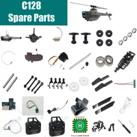 C128 RC Helicopter Spare Parts propellers motor rotor head main shaft swashplate servo receiver chassis tail rod chassis etc.