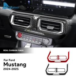 Real Soft Carbon Fiber Sticker For Ford Mustang GT Dark Horse EcoBoost 2024 2025 2026 LHD RHD Car Central Control AC Panel