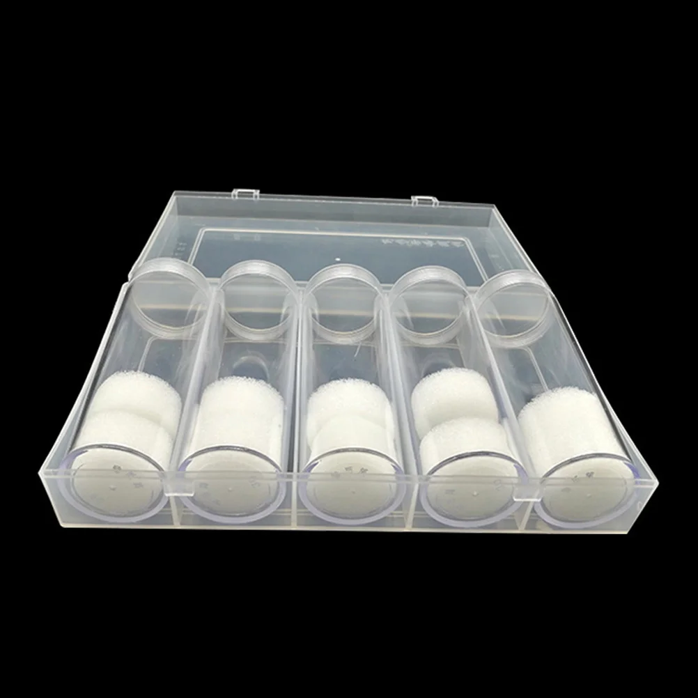 6pcs Plastic Clear Round Cases Coin Storage Protective Tube Holder with Storage Box (5 Tube + 1 Storage Box)