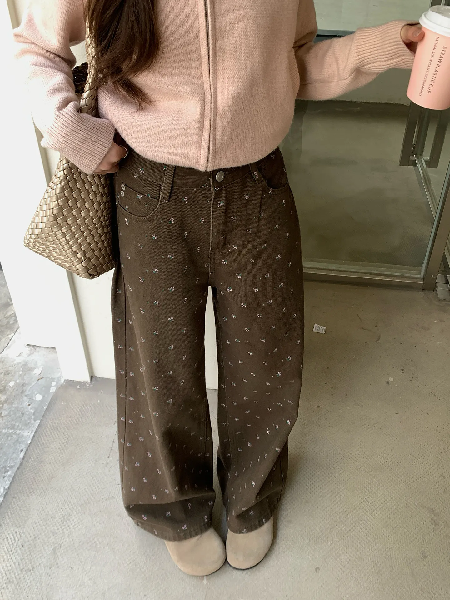 

Retro Floral Print High Waist Wide Leg Casual Pants Women's Spring Design Sensation Commute Versatile Loose Fit Comfortable C...