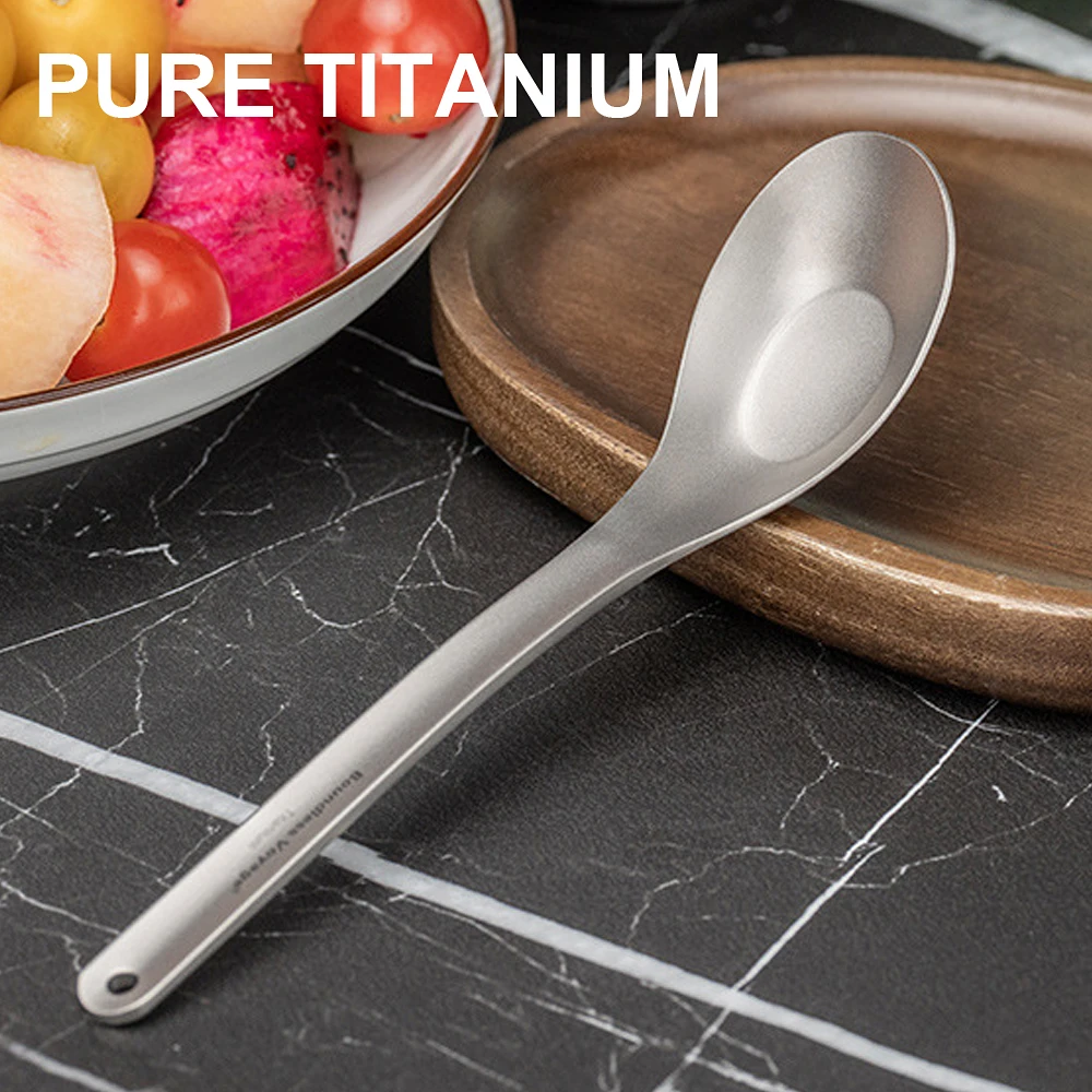 

Pure Titanium Long Handled Dining Spoon, Deepened Spoon Head, Lightweight Outdoor Camping Camping Travel Outdoor Tableware，A1558
