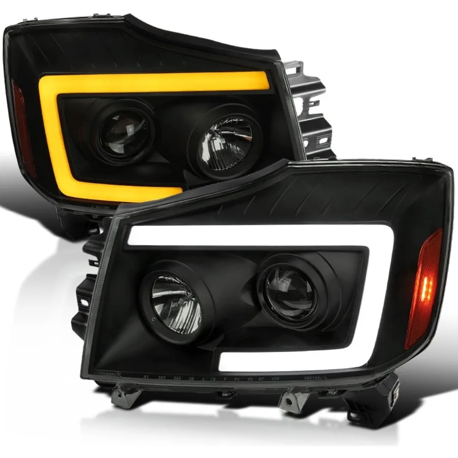 

Черные дымовые фары с последовательным светодиодным указателем поворота, совместимые с Nissan Titan 2004-2015 гг., Nissan Armada Lef 2004-2007 гг.