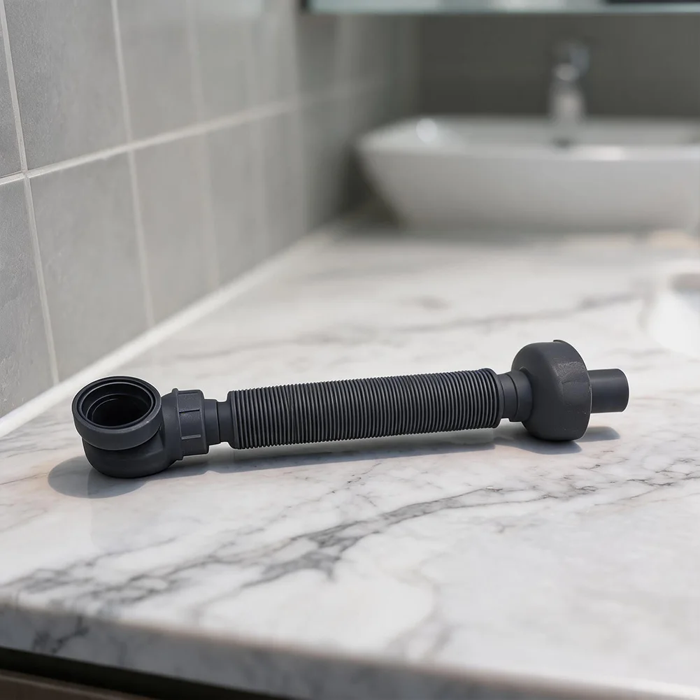Low Profile Bathtub Drain Kit 1 1/2 Inch P Trap with Polypropylene Construction and Stretchable Drain Hose for Easy Fit