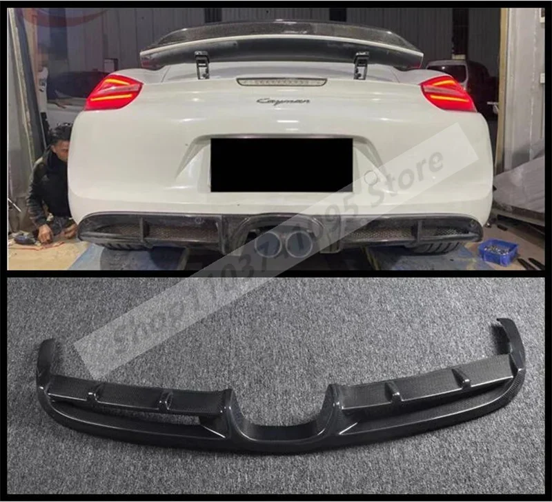 Real Carbon Fiber Rear Bumper Trunk Door Diffuser Lid Spoiler For Porsche 981 Cayman 2013 2014 2015 2016