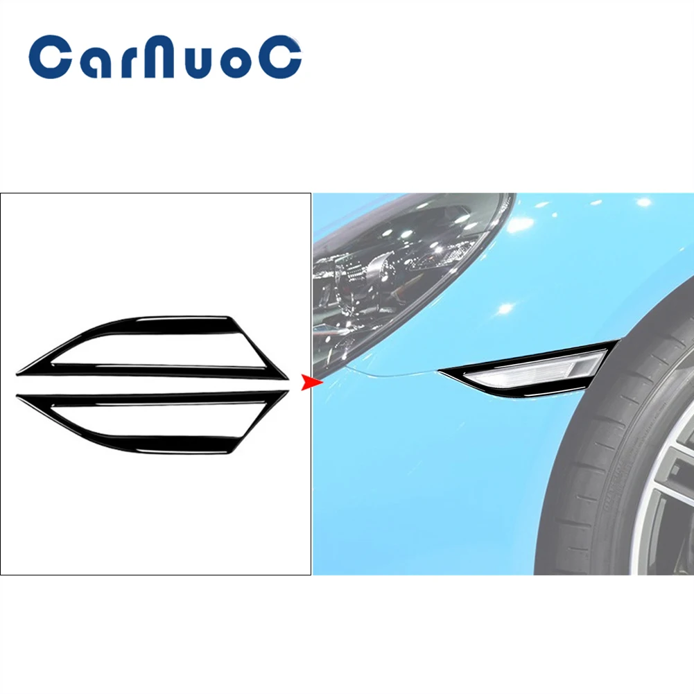 

Car Piano Black Stickers Turn Light Trim For Porsche 718 2016-2018 2019 2020 2021 2022 Exterior Mouldings Decorative Accessories