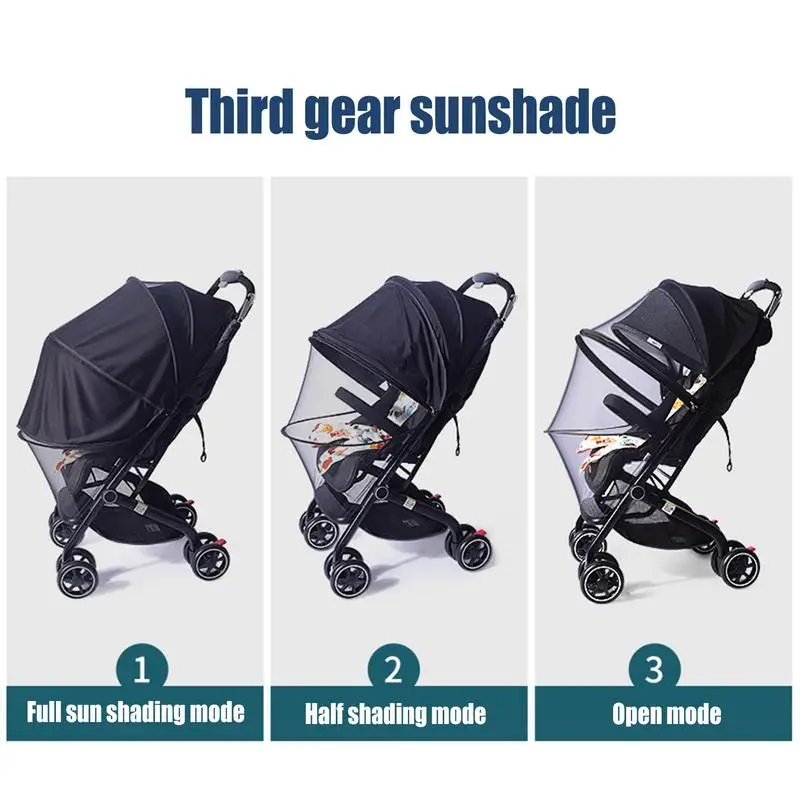 Stroller Fly Netting Uv Protection Stroller Cover Canopy Sun Shade Protective Uv Protection Cover Adjustable Kids Mesh Extender