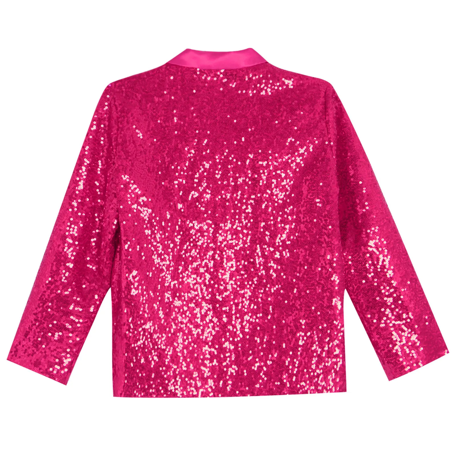 

Kids Girls Disco Jazz Dance Stage Performance Costume Sparkly Sequins Notched Lapel Long Sleeve Blazer Jacket + Pants 2Pcs/Set